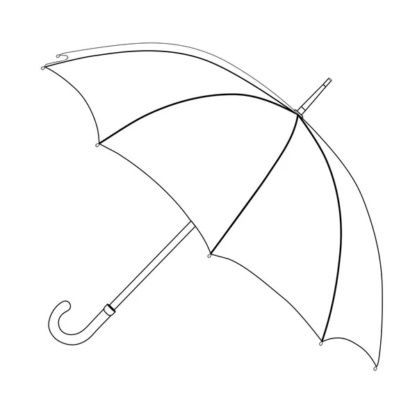 Deštník omalovánky, vektorové skici. Černá a bílá rozevřený deštník, izolované na bílém pozadí — Stockový vektor