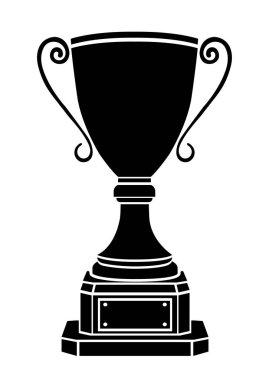 Kupası kazanan vektör simgesi, logo, işaret, amblem, Ödülü nominal kadehi, beyaz arka plan üzerinde izole siluet