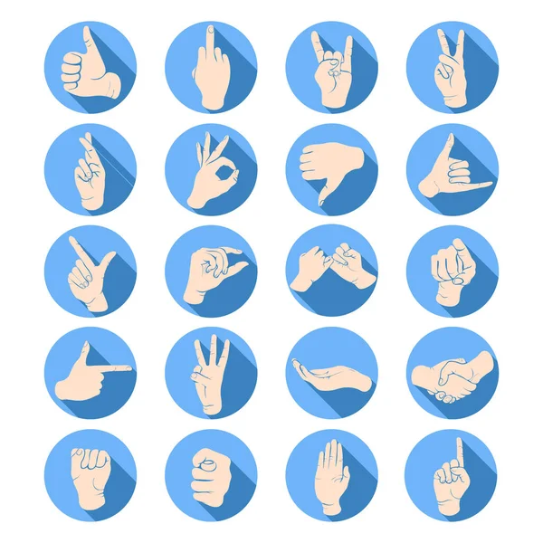 Hand Gester Fingeravtryck Teckenspråk Ikonen Set Stencil Logotyp Siluett Ritning — Stockfoto