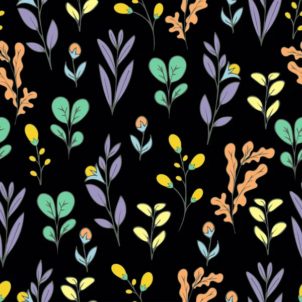 Colorful Floral Seamless Pattern Doodle Cartoon Flowers Natural Background Hand — Stock Photo, Image