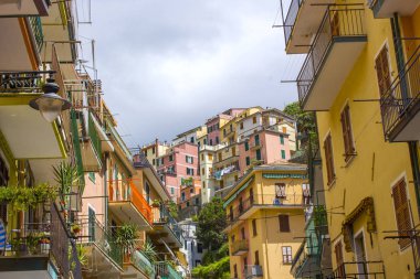Manarola Köyü, İtalya 'nın Cinque Terre kıyısında.