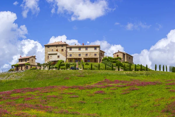 Toscana - paisaje con flores de primavera —  Fotos de Stock