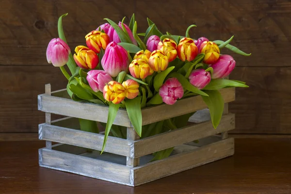 Tulipanes en una caja —  Fotos de Stock