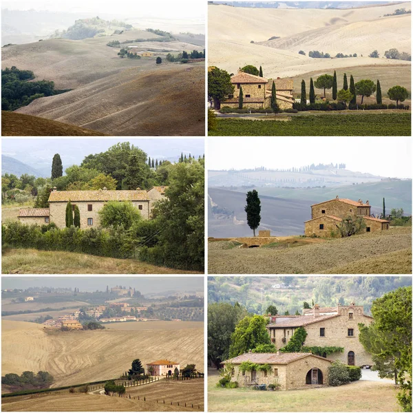 Collage met foto 's met typisch Toscaans landschap — Stockfoto