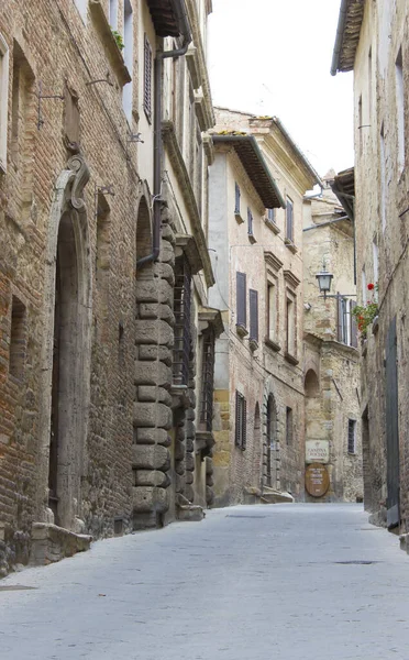 Encantadora Calle Toscana Montepulciano Italia — Foto de Stock