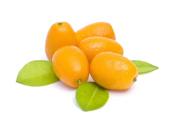 Kumquats Frutas Frescas Fundo Branco — Fotografia de Stock
