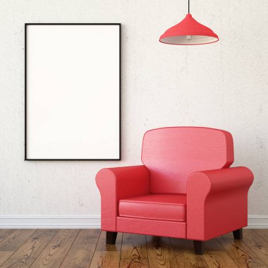 Mockup poster, deri koltuk.