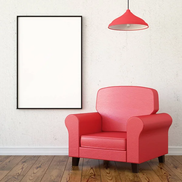Mockup poster, deri koltuk.