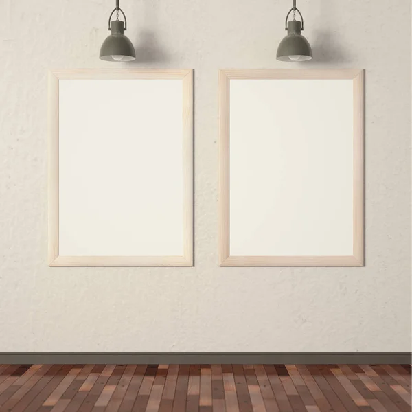 Δύο αφίσες με ένα ξύλινο πλαίσιο — Φωτογραφία Αρχείου