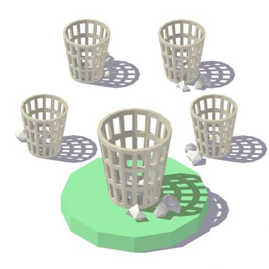 düşük Poli izometrik çöp sepeti