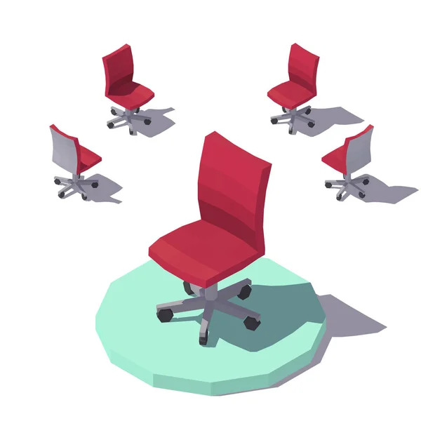 Vetor isométrico baixo poli cadeira escritório vermelho —  Vetores de Stock