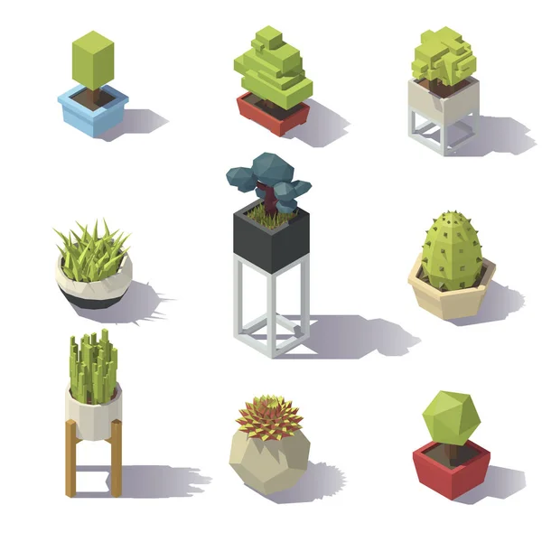 Isometric low poly Plants — Stock Vector