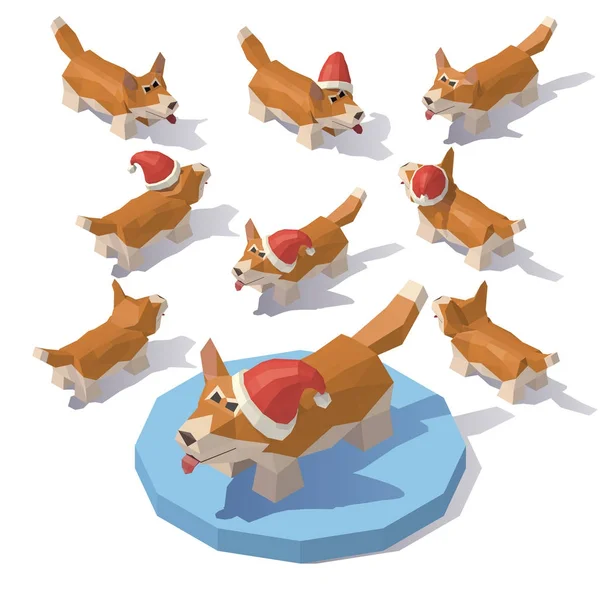 Corgi en un sombrero de Navidad — Archivo Imágenes Vectoriales