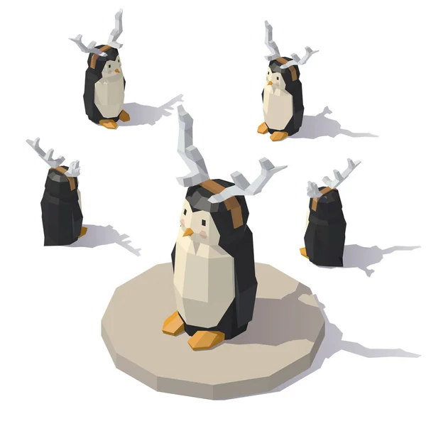 Pingwin z porożem renifera — Wektor stockowy