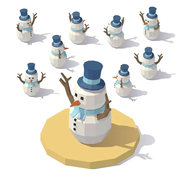 Low Poly Weihnachten Schneemann — Stockvektor