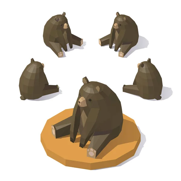 Nízká poly hnědý medvěd — Stockový vektor