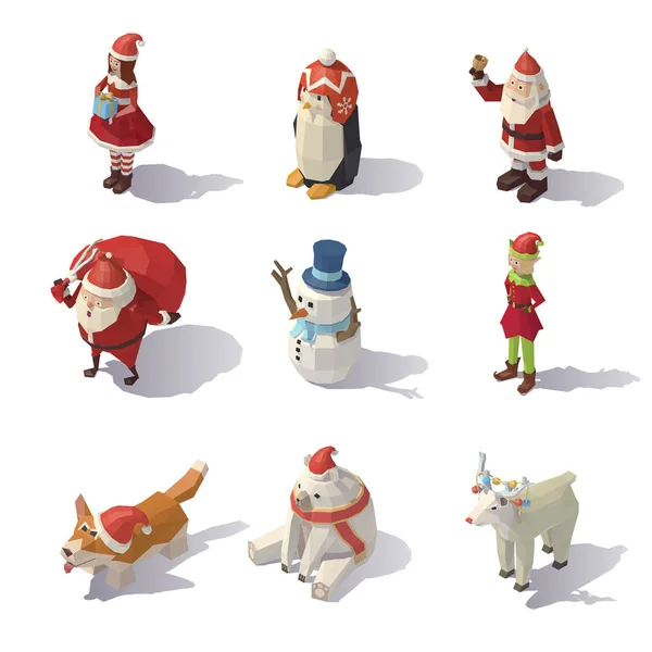 Personagens vetoriais de Natal Isométrico —  Vetores de Stock