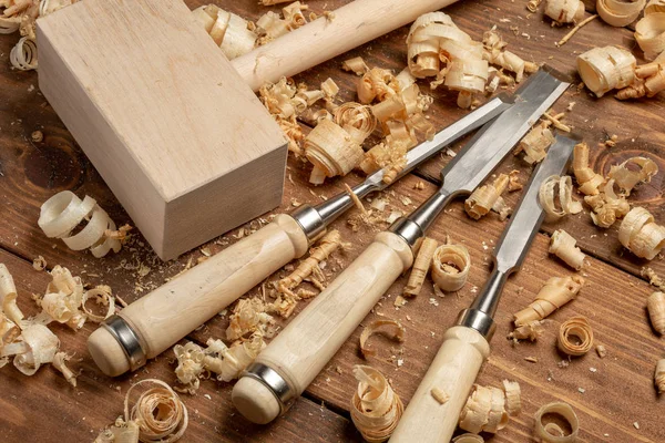 Carpenter cabinet maker hand tools on the workbench