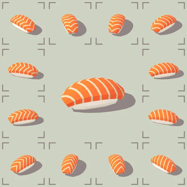 Isometrisches Sushi mit Lachs — Stockvektor