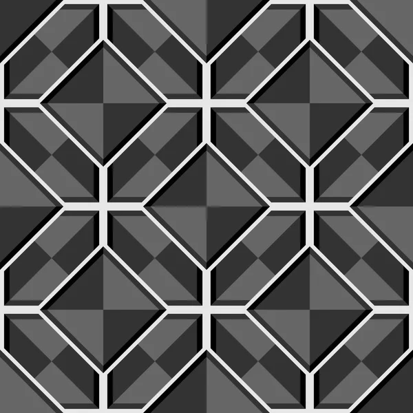 Abstraktes geometrisches nahtloses graues Vektormuster mit Quadraten — Stockvektor