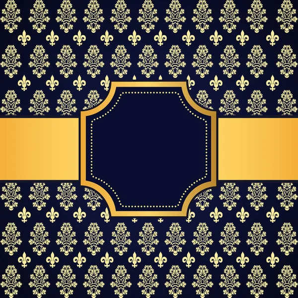 Ornamental colored luxury background with golden frame. Template for design — Stock Vector