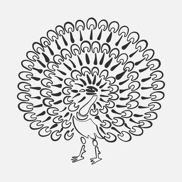 Peacock met golvende staart pictogram. — Stockvector