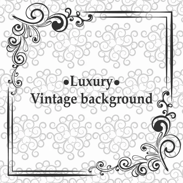 Antecedentes com ornamento cinza antigo, luxo e moldura vintage — Vetor de Stock