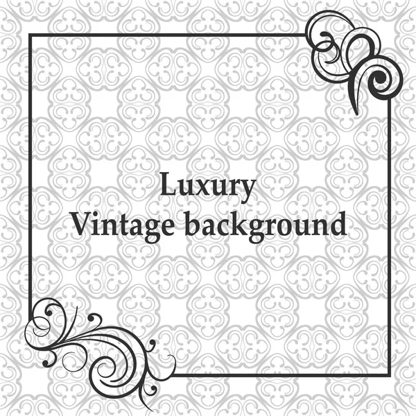 Background with antique, luxury gray ornament and vintage frame — Stock Vector