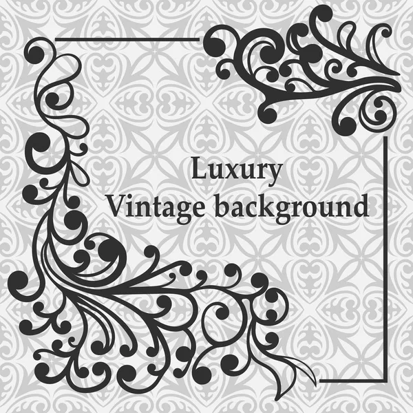 Hintergrund mit antikem, luxuriösem grauen Ornament und Vintage-Rahmen — Stockvektor