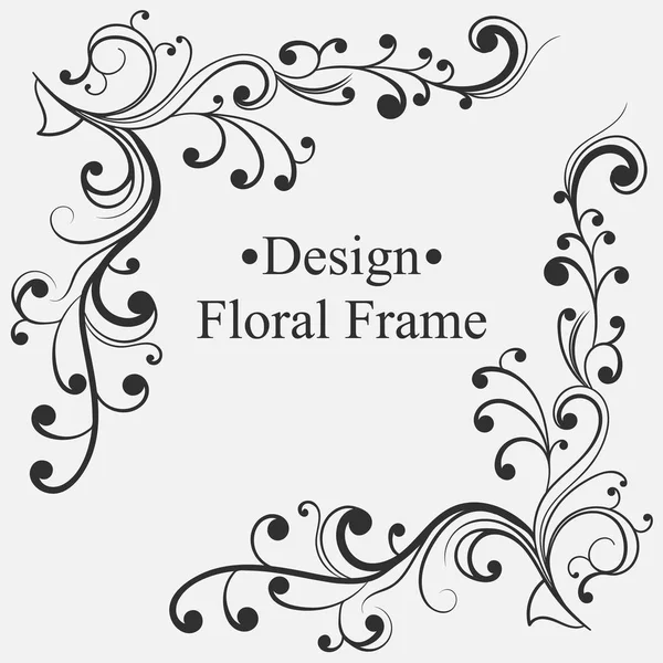 优雅复古框架与花卉图案。设计模板 — 图库矢量图片
