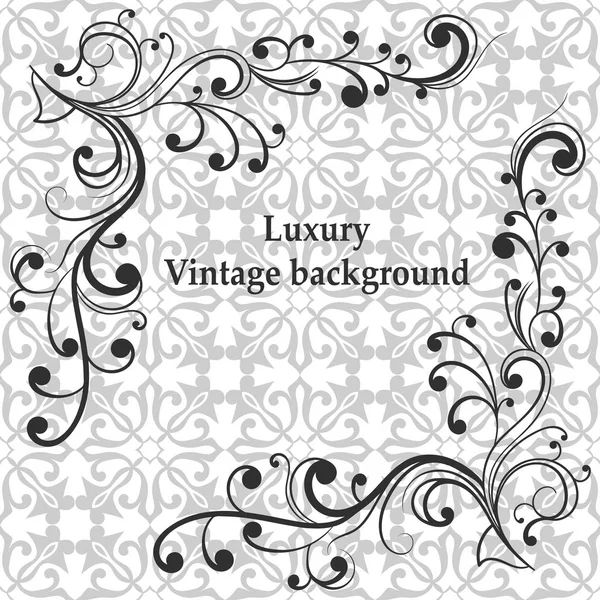 Background with antique, luxury gray ornament and vintage frame — Stock Vector