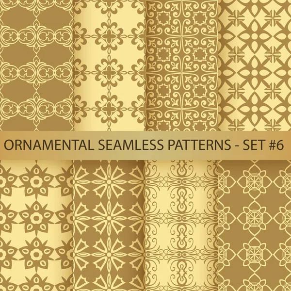 Ilustração vetorial do conjunto de padrões ornamentais sem costura. Modelo para design —  Vetores de Stock