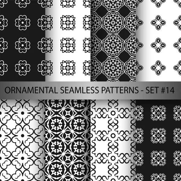 Vector illustration of ornamental seamless patterns set. Template for design — Stock Vector