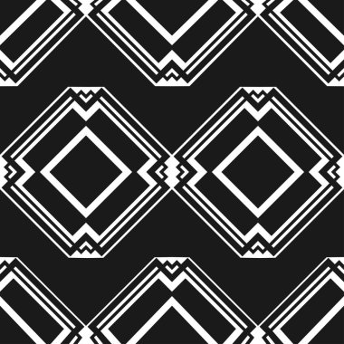 Soyut sanat deco siyah geometrik Dikişsiz desen arka plan. Tasarım şablonu