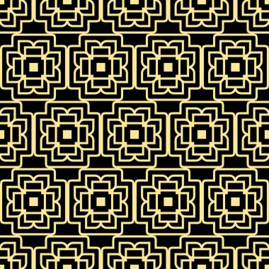 Soyut sanat deco altın geometrik süs Dikişsiz desen arka plan. Tasarım şablonu