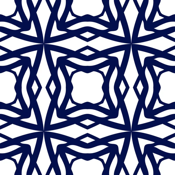 Sömlös blommiga geometriska tapeter. Mörk blå och vita mönster, vektor. Mall för design — Stock vektor