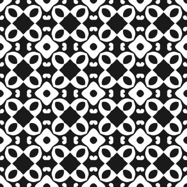 Sorunsuz çiçek geometrik duvar kağıdı. Siyah-beyaz desen, vektör. Tasarım şablonu