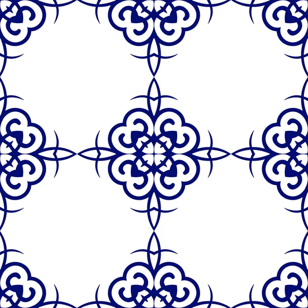 Dark blue luxury background seamless with ornamental pattern on white — Stock Vector