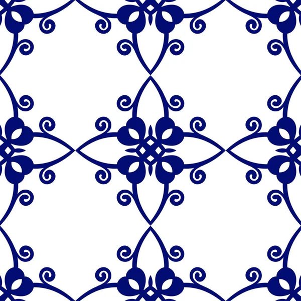 Dark blue luxury background seamless with ornamental pattern on white — Stock Vector