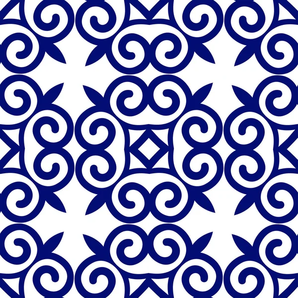 Dark blue luxury background seamless with ornamental pattern on white — Stock Vector