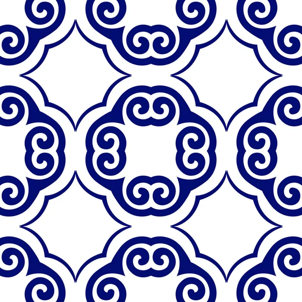 Dark blue luxury background seamless with ornamental pattern on white — Stock Vector