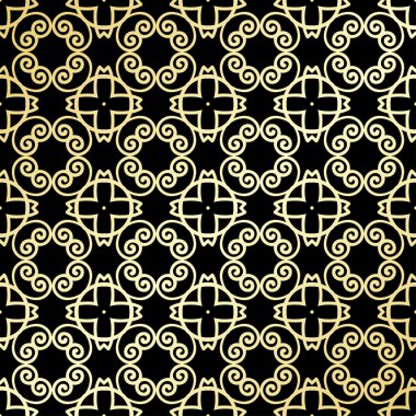 Süs duvar kağıdı, vektör lüks arka plan. Vintage çiçek desenli siyah altın gradyan ile.