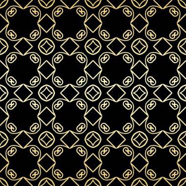 Süs duvar kağıdı, vektör lüks arka plan. Vintage çiçek desenli siyah altın gradyan ile.