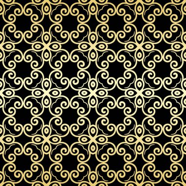 Süs duvar kağıdı, vektör lüks arka plan. Vintage çiçek desenli siyah altın gradyan ile.