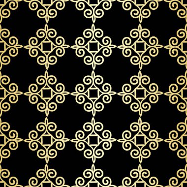 Süs duvar kağıdı, vektör lüks arka plan. Vintage çiçek desenli siyah altın gradyan ile.