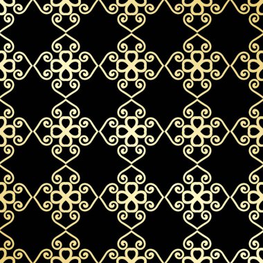 Süs duvar kağıdı, vektör lüks arka plan. Vintage çiçek desenli siyah altın gradyan ile.