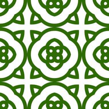 Yeşil lüks arka plan beyaz üzerine süs deseni ile sorunsuz