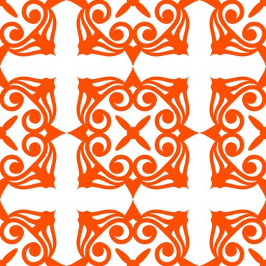 Turuncu lüks arka plan beyaz üzerine süs deseni ile sorunsuz