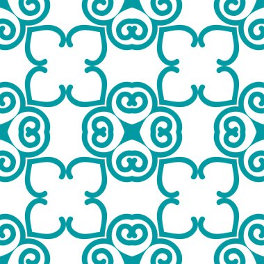 Mavi lüks arka plan beyaz üzerine süs deseni ile sorunsuz