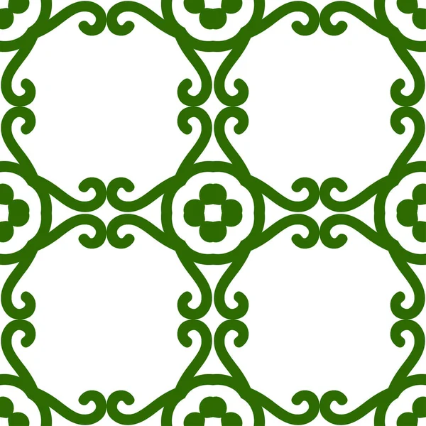 Fond de luxe vert sans couture avec motif ornemental sur blanc — Image vectorielle